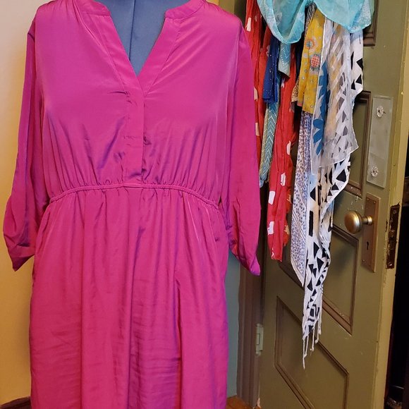 Hot Pink Midi Dress with Pockets! - Picture 1 of 2
